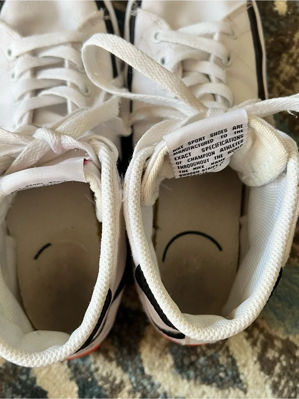 Nike White High-Top Sneakers with Black Swoosh and Accent size 6.5